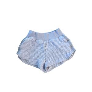 Women M Everlane Organic Cotton Quilted Shorts Elastic Waist Purple High Waist